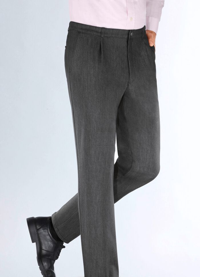 "Klaus Modelle"-Edeljeans mit Bundfalten in 2 Farben ANTHRAZIT
