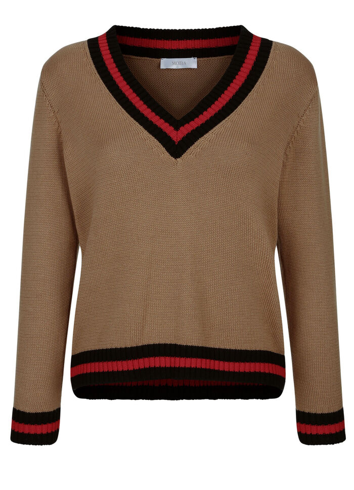 Pullover mit Kontrastringeln 