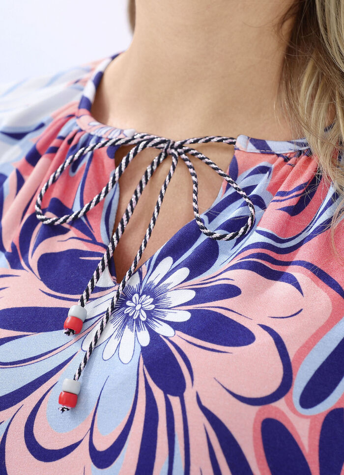 Allover gemustertes Shirt mit V-Schlitz 