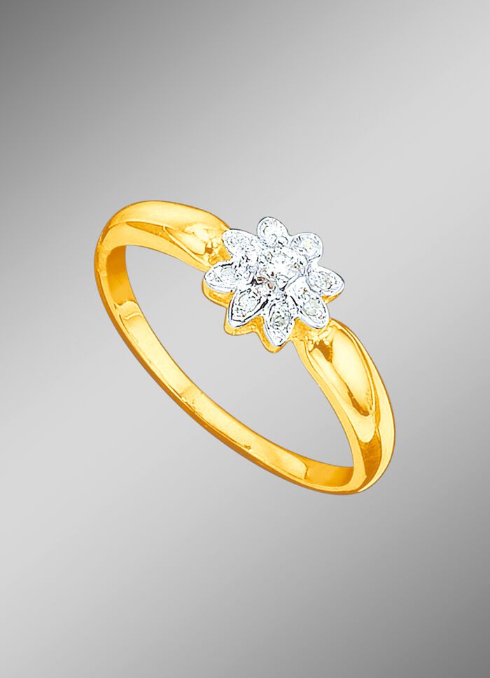 Damenring mit Brillant und Diamanten 