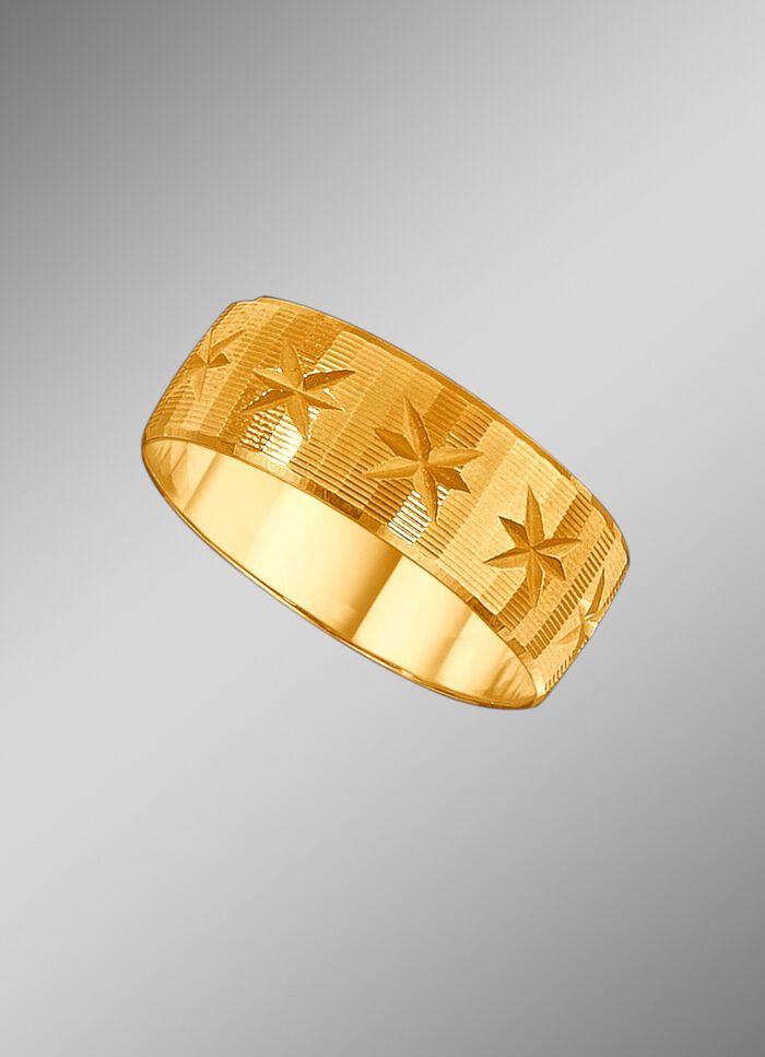 TraurinTrauring mit diamantierg mit diamantierten Rillen und kleinen Sternchen 