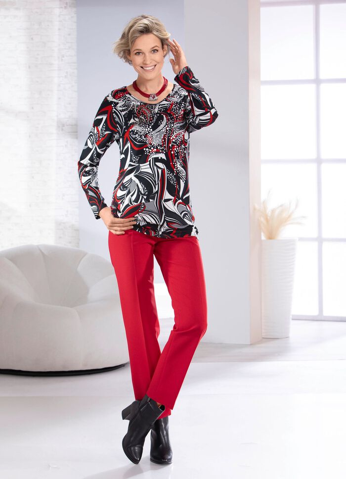 Shirt mit abgerundetem V-Ausschnitt  