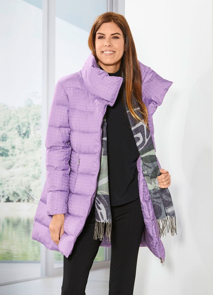 Longjacke mit dezent gl&auml;nzendem Hahnentritt-Dessin 