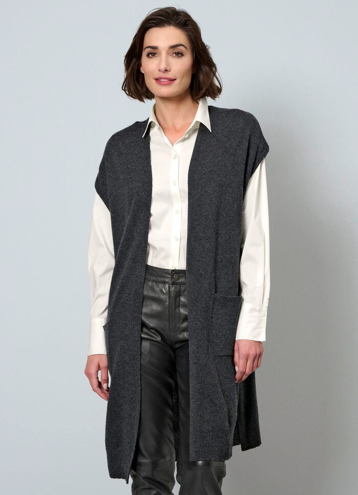 Long-Strickweste aus Kaschmir ANTHRAZIT