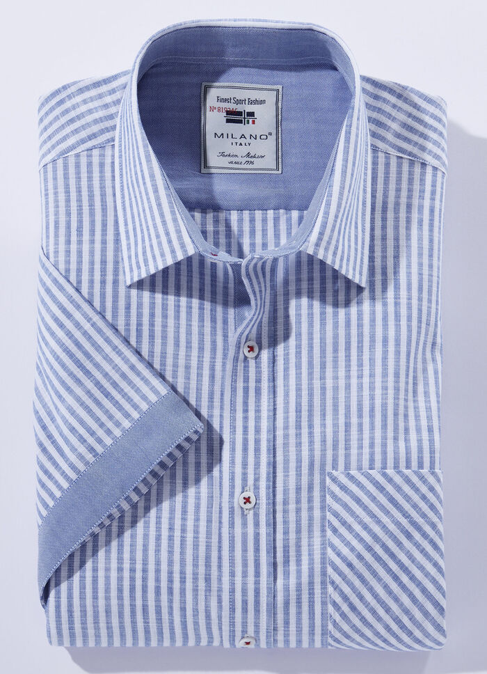 Gestreiftes "Milano Italy"-Hemd in 4 Farben BLAU-WEISS GESTREIFT
