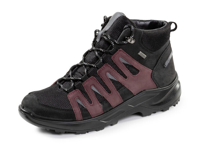 Wetterfester Schnür-Bootie mit Klimamembrane ausgestattet SCHWARZ-BORDEAUX