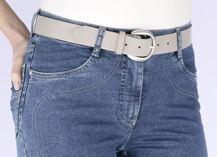 Modischer Damen-Gürtel aus Leder, 3,5 cm breit TAUPE