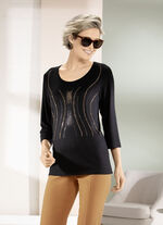 Shirt mit kontrastfarbenen Zierplättchen 