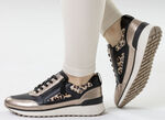 Caprice, trendige Damen-Sneaker, Weite G, mit herausnehmbarem Lederfußbett SCHWARZ-BRONZE