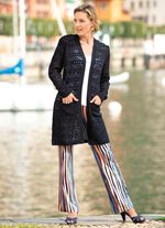 Long-Strickjacke mit Ajourdessin 