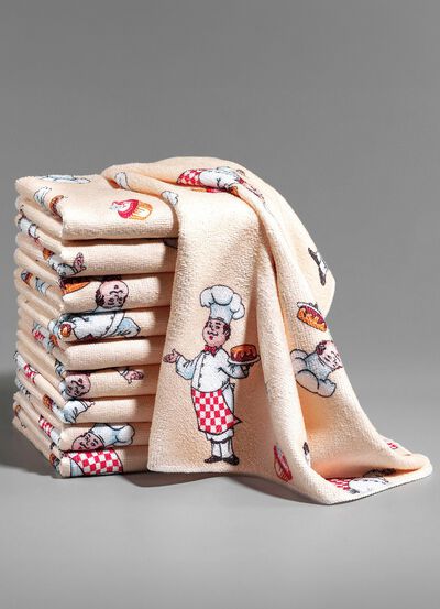 Mikrofaser-Geschirrt&uuml;cher mit Chefkoch-Design, 10-teilig 