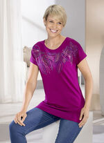 Shirt mit aufwendiger Strasszier in 2 Farben BEERE