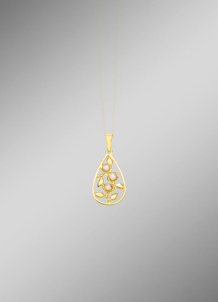 Eleganter Anh&auml;nger im Blumendesign mit S&uuml;&szlig;wasser-Zuchtperlen 