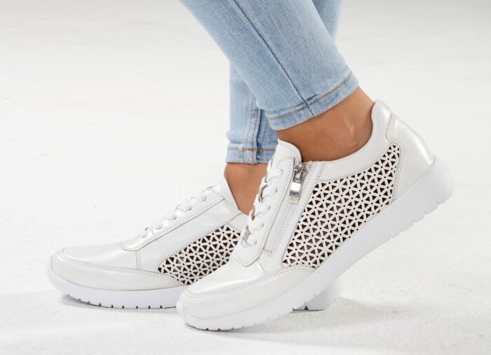 ELENA EDEN, sommerliche Damen-Sneaker, Weite G, mit herausnehmbarem Fu&szlig;bett NATURWEISS