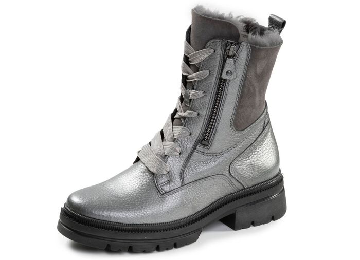 Waldl&auml;ufer, gef&uuml;tterte Damen-Stiefeletten, Winterschuhe, Weite H, mit Lammfell ALTSILBER