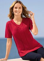 Pulli mit streckender Struktur ROT