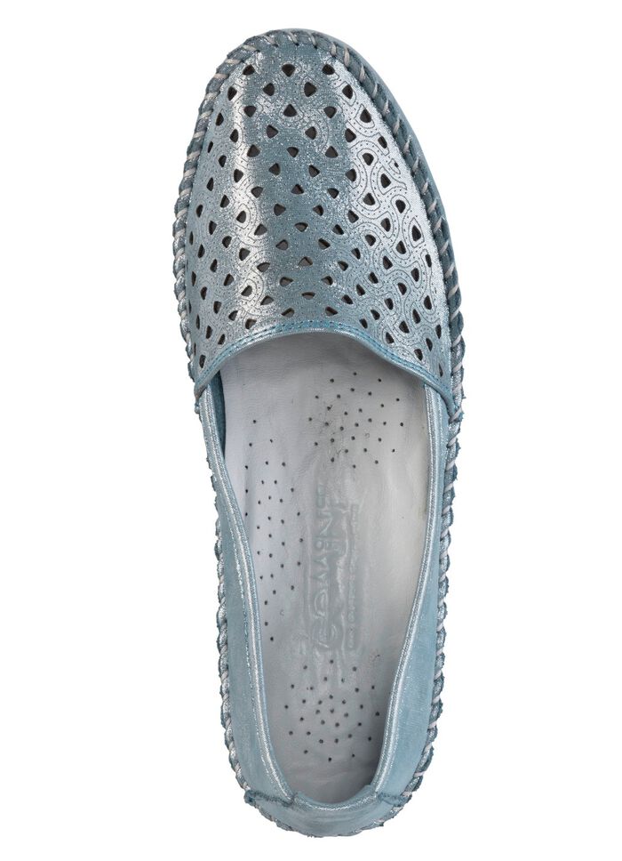 Gemini Mokassin-Slipper aus weichem, gl&auml;nzend gepr&auml;gtem Nappaleder JEANSBLEU