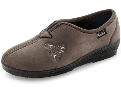 Klassische Damen-Hausschuhe, Weite H, mit Stickerei 