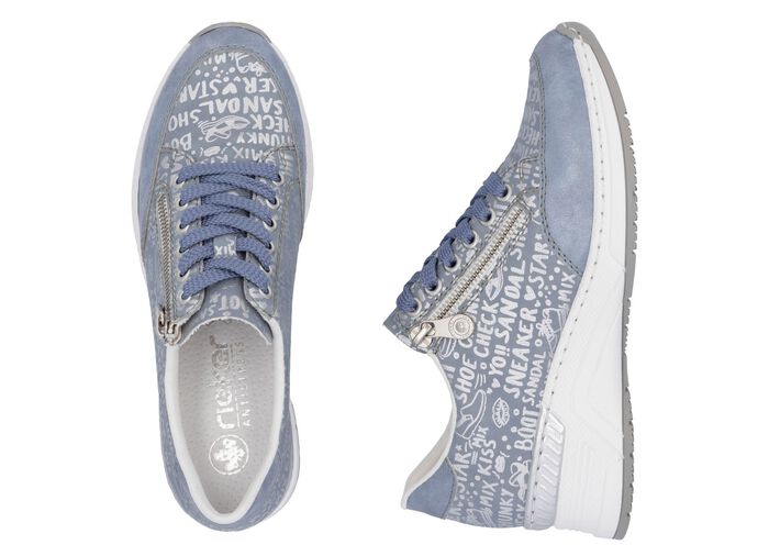 Rieker Schn&uuml;r-Sneaker aus bedrucktem Synthetikmaterial HELLBLAU-SILBER