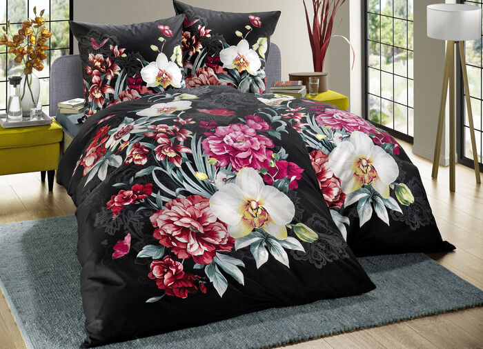 Kaeppel-Bettwäsche-Garnitur mit Reißverschluss SCHWARZ