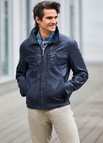 Lederkurzjacke mit verstellbarem &Auml;rmelbund 