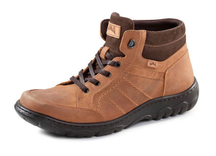 Schn&uuml;r-Boot aus Nubuk- und Veloursleder 