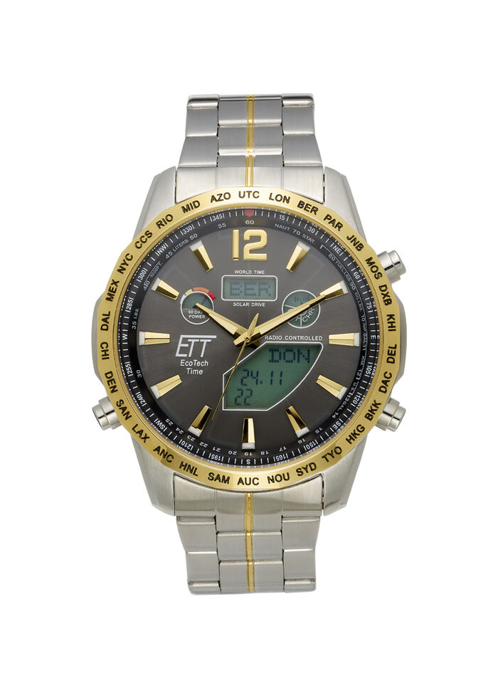 Funk-Solar-Herrenuhr mit Edelstahlbandgehäuse 