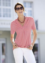 Shirt mit rückwärtiger Smokverarbeitung in 2 Farben PINK-BEIGE-BUNT