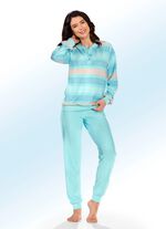 Schlafanzug aus Frottierstretch mit garngef&auml;rbtem Ringeldessin 