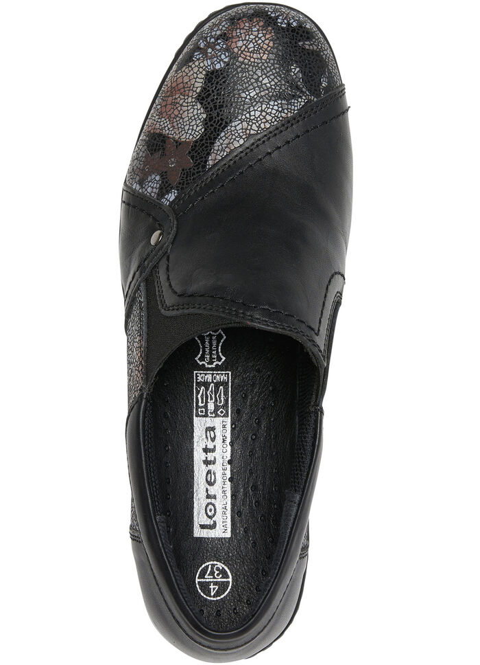 ELENA EDEN, bequeme Damen-Slipper, Weite H, mit herausnehmbarem Fußbett SCHWARZ