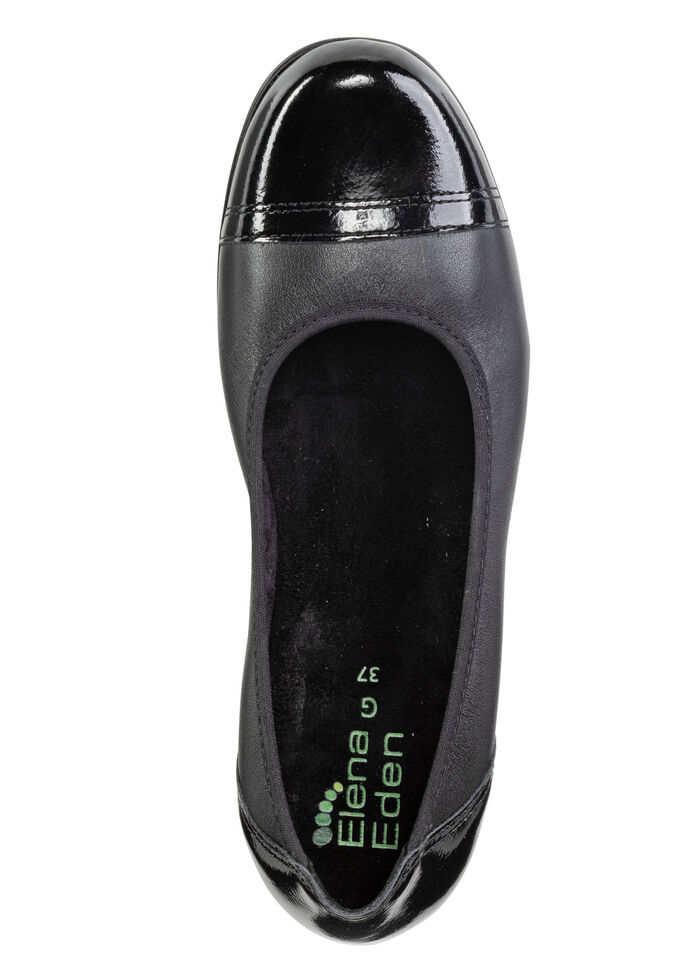 ELENA EDEN, klassische Damen-Ballerinas, Weite G, mit herausnehmbarem Fußbett SCHWARZ