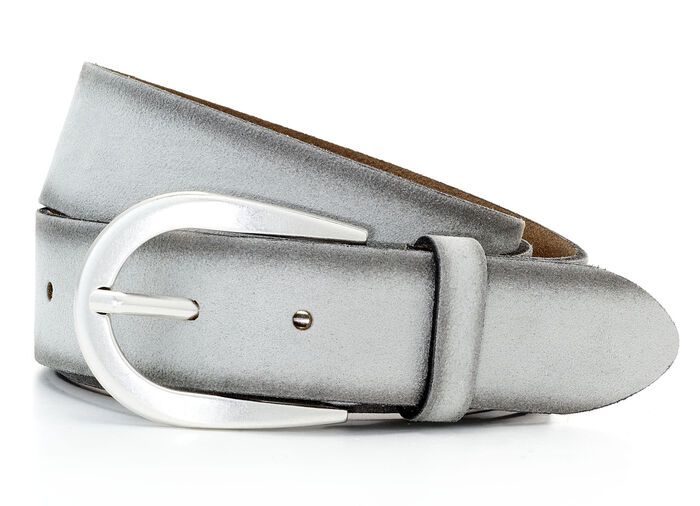 Trendiger Damen-Gürtel, aus Leder, 3,5 cm breit HELLGRAU
