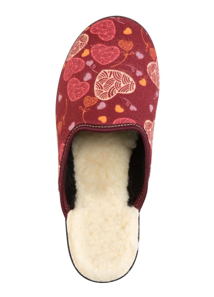 Zweierpack, gef&uuml;tterte Damen-Hausschuhe, Weite H, mit Textildruck 1X BORDEAUX, 1X MARINE