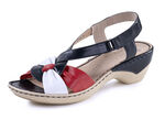ELENA EDEN, elegante Damen-Sandaletten, Weite H, mit Klettspange BLAU-WEISS-ROT