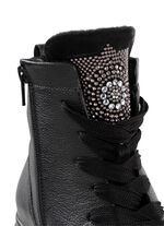 Waldl&auml;ufer Schn&uuml;r-Bootie mit effektvollen Glitzer-Steinchen SCHWARZ