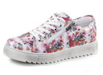 Gemini Schnür-Sneaker aus beschichtetem, floral bedrucktem Nappaleder WEISS-PINK
