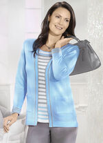 Pullover in Twinset-Optik HELLBLAU-GRAU-WEISS