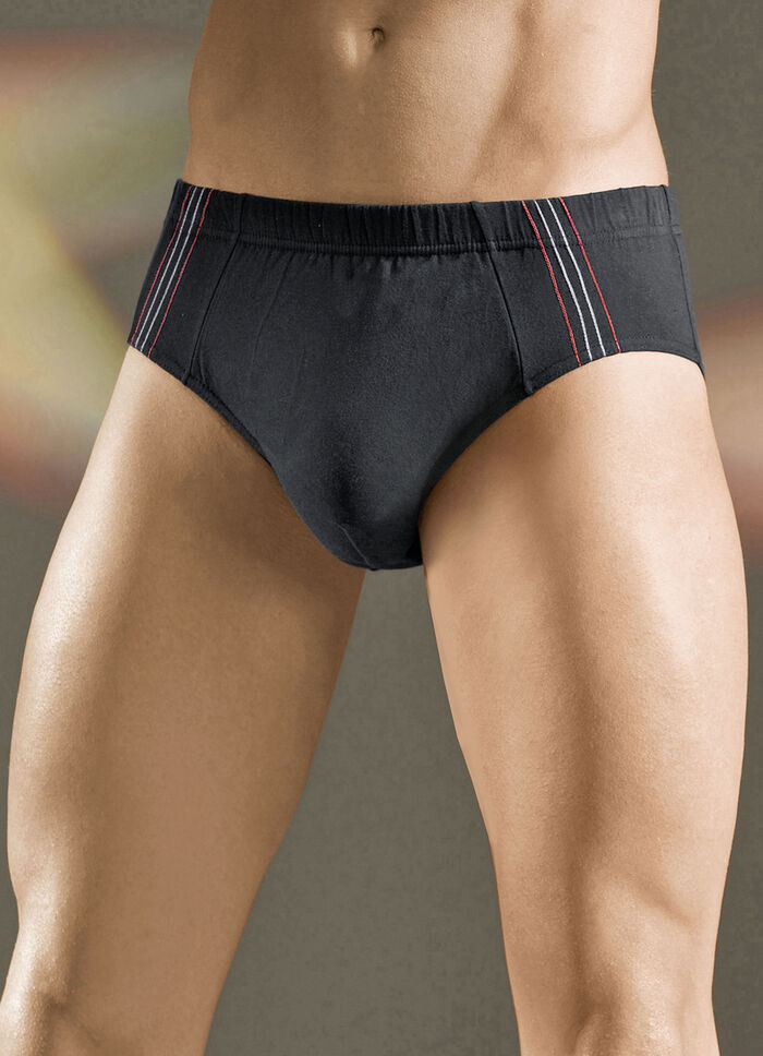 Viererpack Slips, uni mit seitlichen Kontrasten 