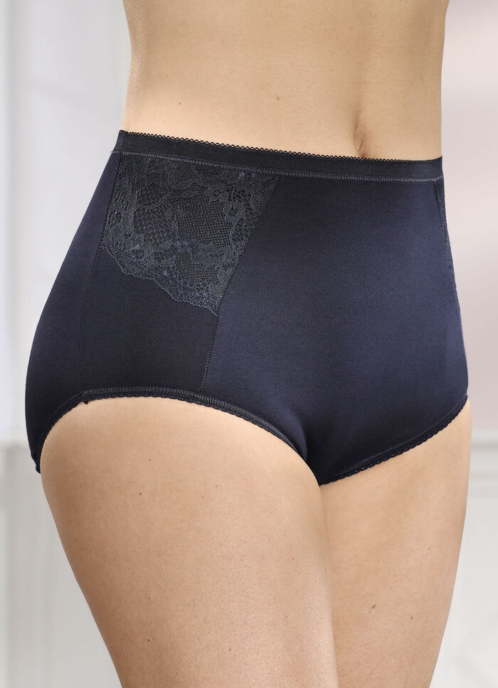 Dreierpack Slips mit elastischen Spitzenbesätzen 