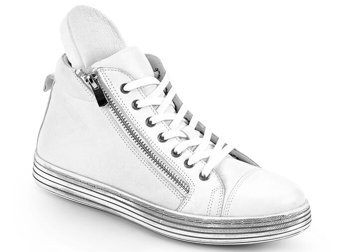 Gemini Schnür-Stiefelette mit praktischem Seitenreißverschluss WEISS