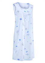 Zweierpack Nachthemden mit breiten Trägern und Knopfleiste 1X PASTELLGRÜN-BUNT, 1X BLEU-BUNT