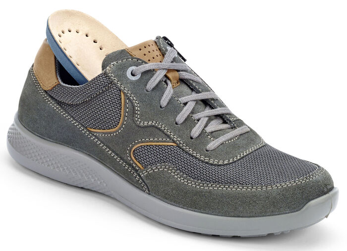 GINO GALANTE, sportliche Herren-Schnürschuhe, Weite K, mit herausnehmbarem Fußbett STEINGRAU