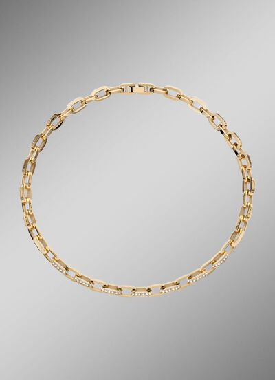 Halskette aus vergoldetem Edelstahl mit Kristallen 