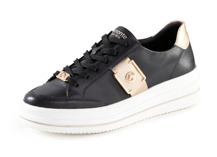 Remonte Sneaker mit Metallic-Bes&auml;tzen SCHWARZ-GOLD