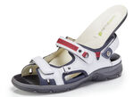 Waldläufer, sportliche Damen-Sandalen, Weite H, mit herausnehmbarem Fußbett WEISS-BLAU-ROT