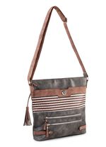 Tasche mit teilweise glitzernden Flechtdurchz&uuml;gen GRAU-BRAUN