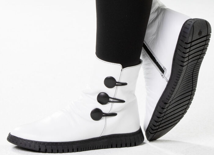 Gemini Stiefelette mit Raffung und dekorativen Knöpfen WEISS
