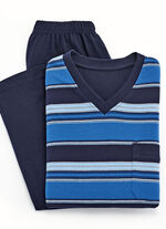 Zweierpack Schlafanzüge mit V-Ausschnitt und Brusttasche 