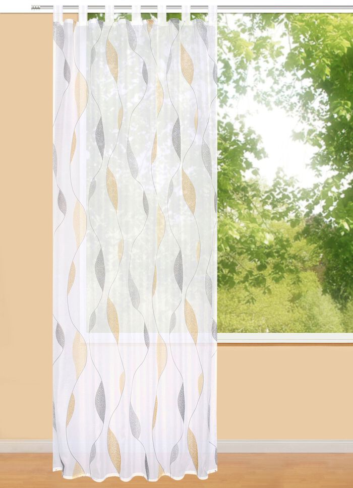 Store mit Punktewelle-Dessin GOLD-GRAU