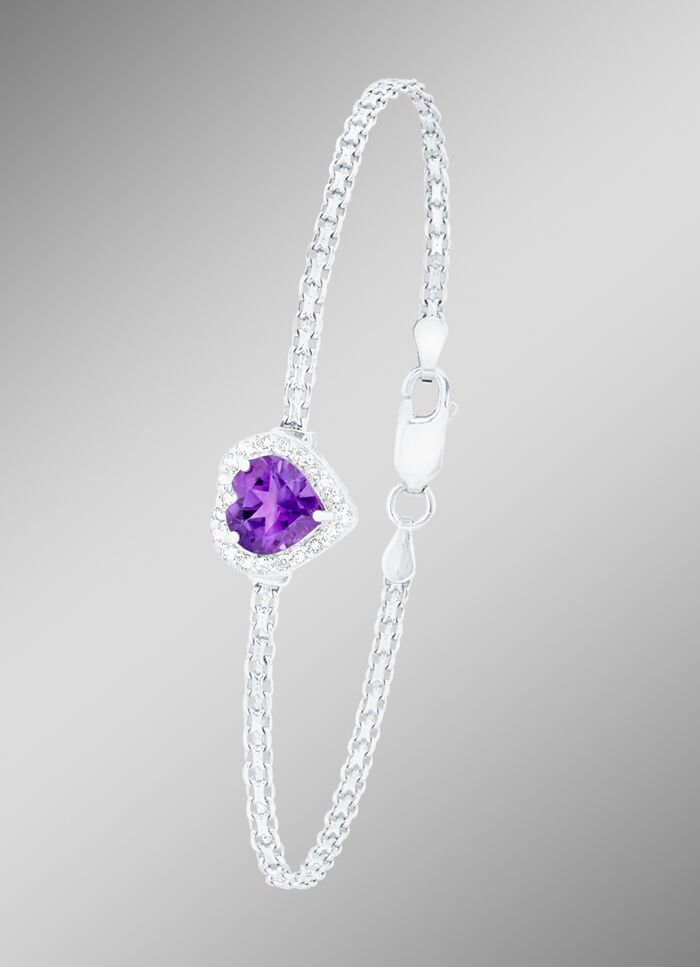 Bezauberndes Armband mit echt Amethyst und echten Weißtopasen 